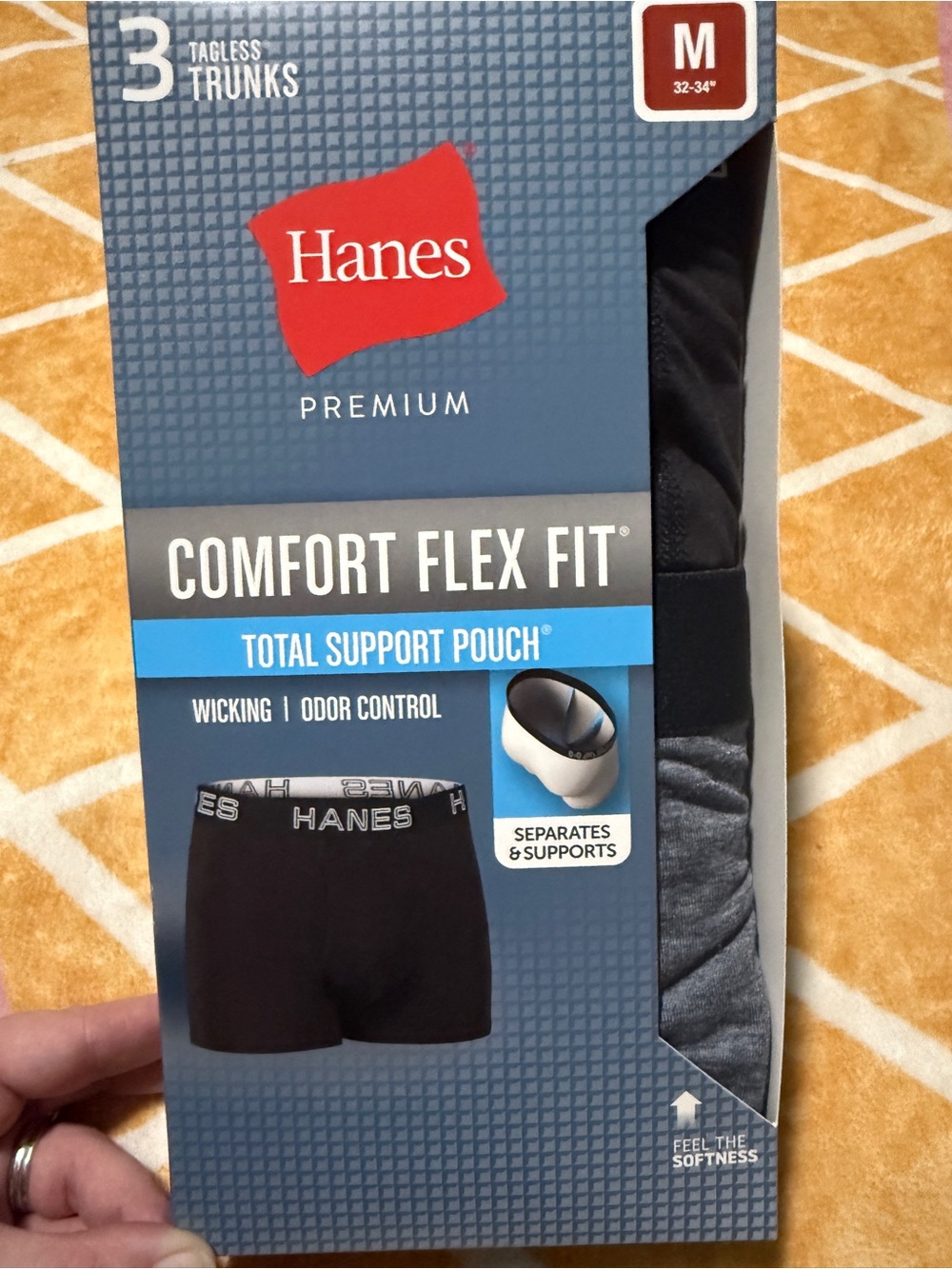 Hanes Premium Comfort Flex Fit Men's Trunks - Black & Gray